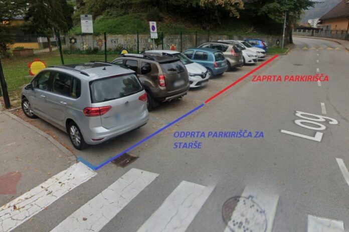 Delna zapora parkirišča pri Dolinci