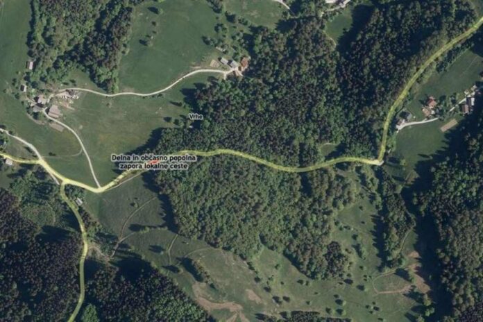 Sanacija usada na cesti Lovska koča Vrhe-odcep Fakin