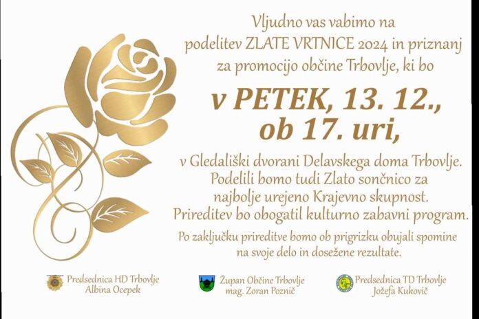 V petek Zlata vrtnica 2024