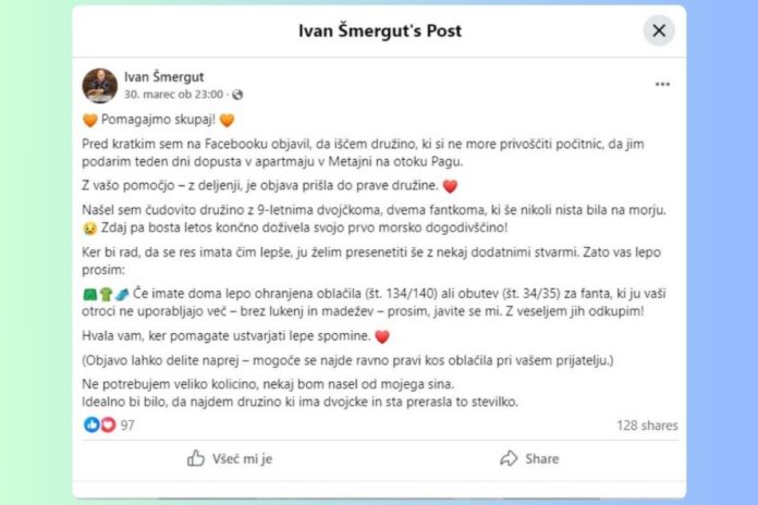 Ivan Šmergut podaril počitnice