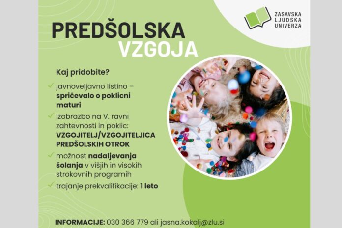 Na ZLU poklicni tečaj Predšolska vzgoja