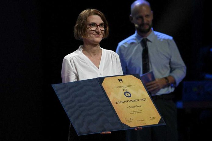 Dr. Jožica Gričar prejemnica Zoisovega priznanja