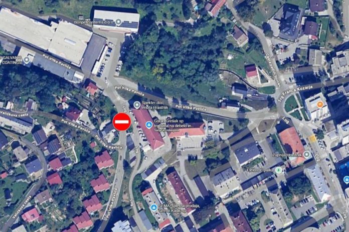 Začasna zapora ceste v Hrastniku