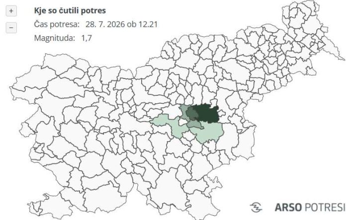 Potresa v bližini Radeč